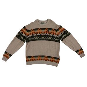 Parish Nation Sweater Men's Size 2XL Tan Aztec 100% Cotton Side Zip Southwestern